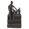 Solid Bronze Sculpture - Man and Dog on Steps