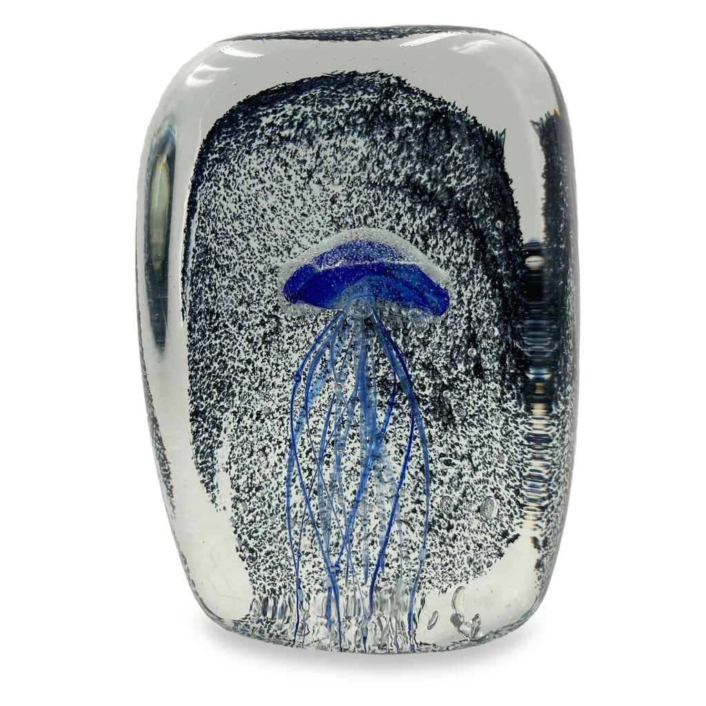 Blue Jellyfish In Ice Paperweight