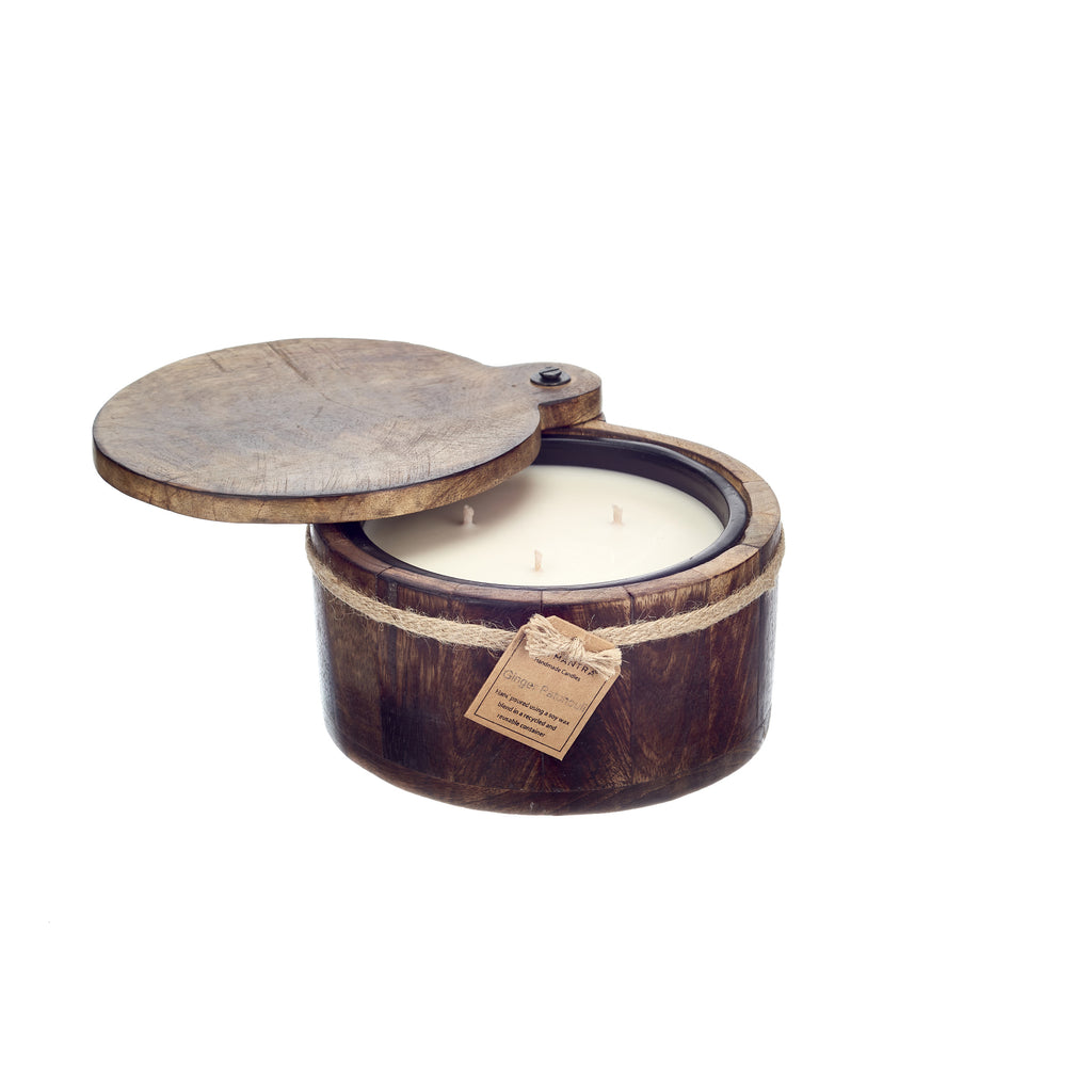 Round Wooden Candle - Ginger & Patchouli Fragrance