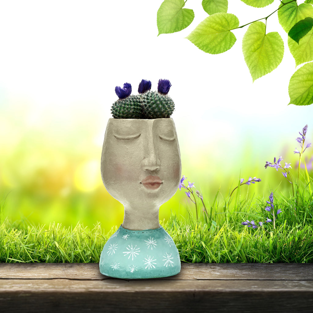 Face & Head Plant Pot  - Green