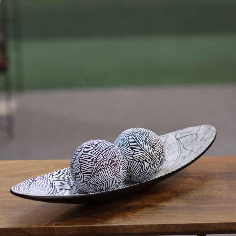 Black & White Decorative Bowl β Hand-Painted