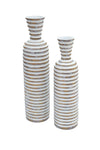Large White Stripped Vase