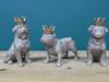 Set of 3 Adorable Dog Figurines – Grey Resin Collectibles
