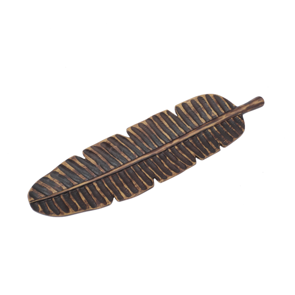 Hand-Painted Leaf-Shaped Decorative Bowl – Elegant Poly-Resin Design