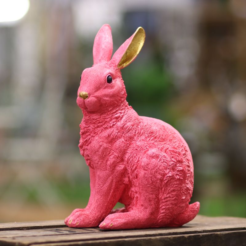 Posh Pets: Elegant Pink & Gold Rabbit Figurine