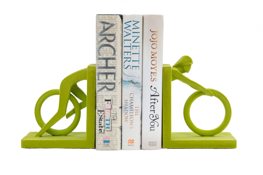 Cyclist Bookends – Luxurious Green Velvet Finish