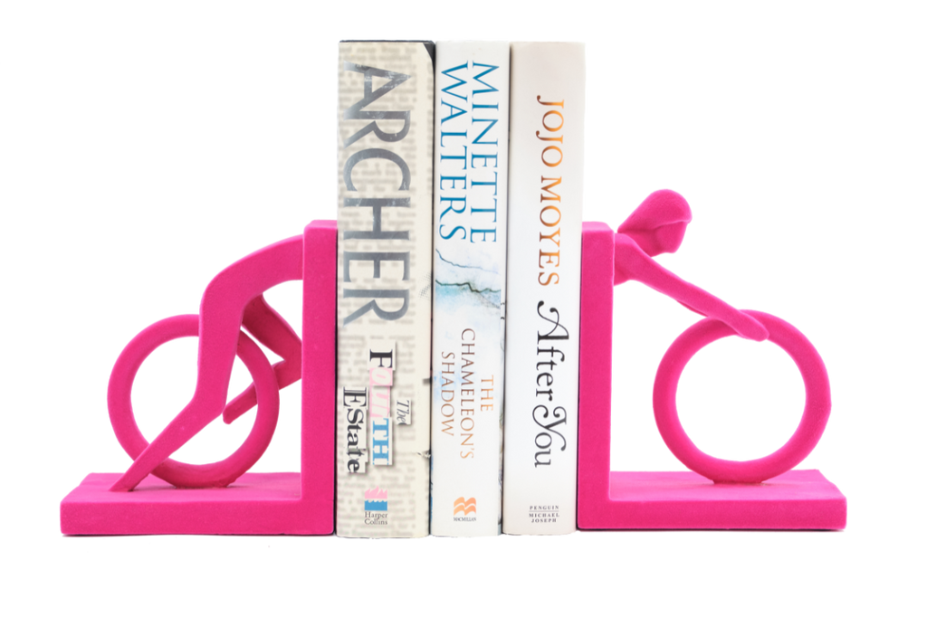 Cyclist Bookends – Luxurious Pink Velvet Finish
