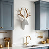 White and Gold Deer Head | Contemporary Wall Sculpture