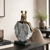 Couple on Stone Heart  | Contemporary Bronze Resin Statement Sculpture For Stylish Interiors