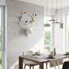 White Deer Head with Coloured Birds | Contemporary Wall Sculpture