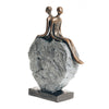Couple on Stone Heart  | Contemporary Bronze Resin Statement Sculpture For Stylish Interiors