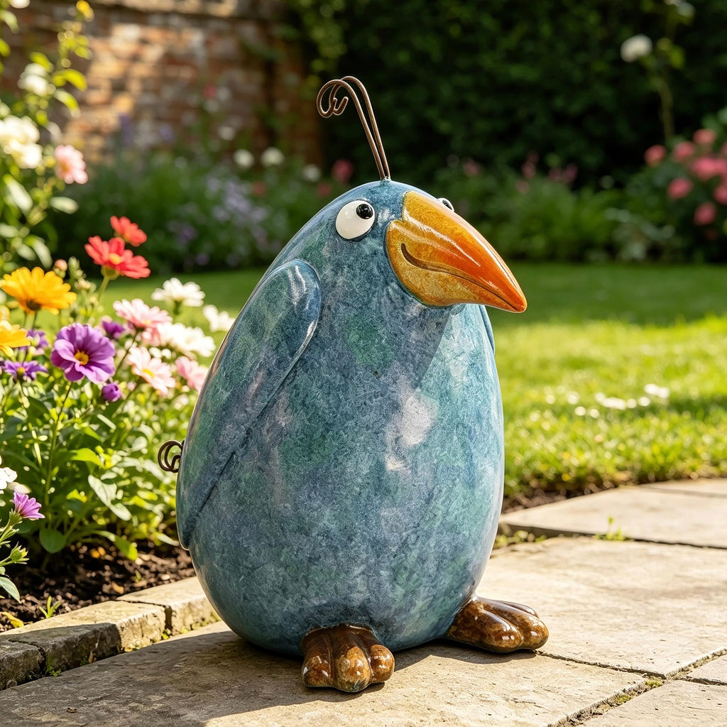 Blue Crazy Bird | Quirky Bird Ornament for Home and Garden