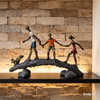 Children Crossing Bridge Sculpture| Contemporary Family Sculpture For The Home