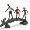Children Crossing Bridge Sculpture| Contemporary Family Sculpture For The Home