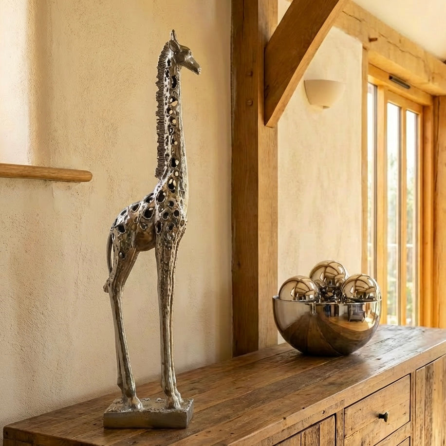 'Gerald' The Silver Giraffe Sculpture
