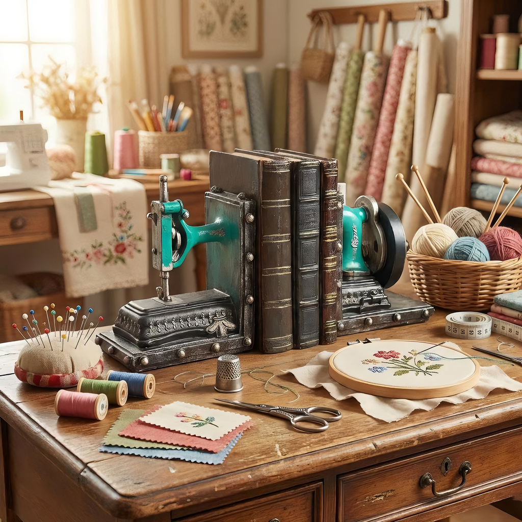 Vintage Sewing Machine Bookends