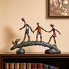 Children Crossing Bridge Sculpture| Contemporary Family Sculpture For The Home