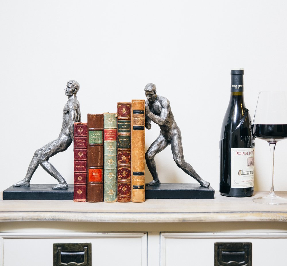 Silver Strong Men Bookends