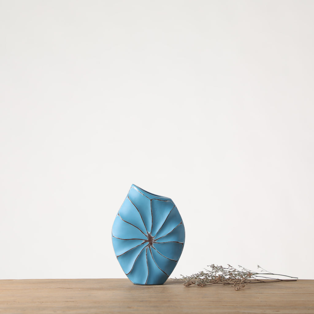 Blue Shell Patterned Vase - Small