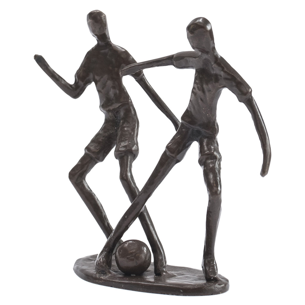 Solid Bronze Sculpture - Two Footballers