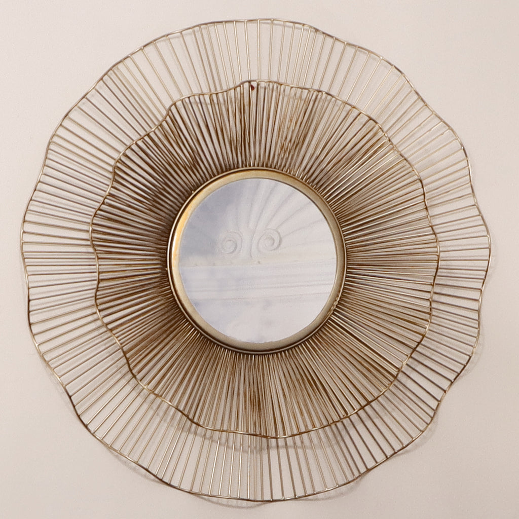 Bring Bali Bliss Home: Gorgeous Gold Metal/Wire Large Round Mirror