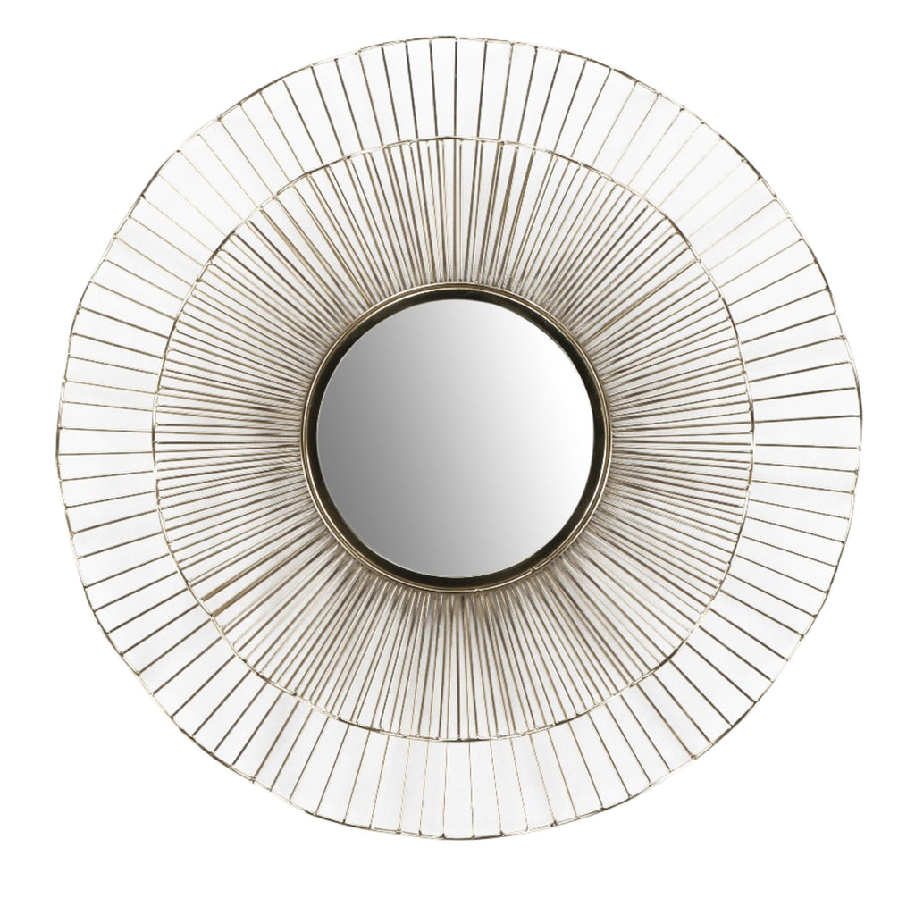 Bring Bali Bliss Home: Gorgeous Gold Metal/Wire Large Round Mirror