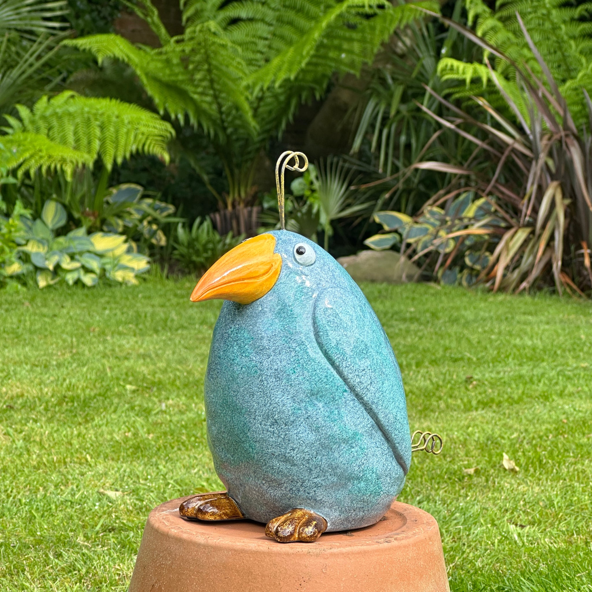 Blue Crazy Bird | Quirky Bird Ornament for Home and Garden