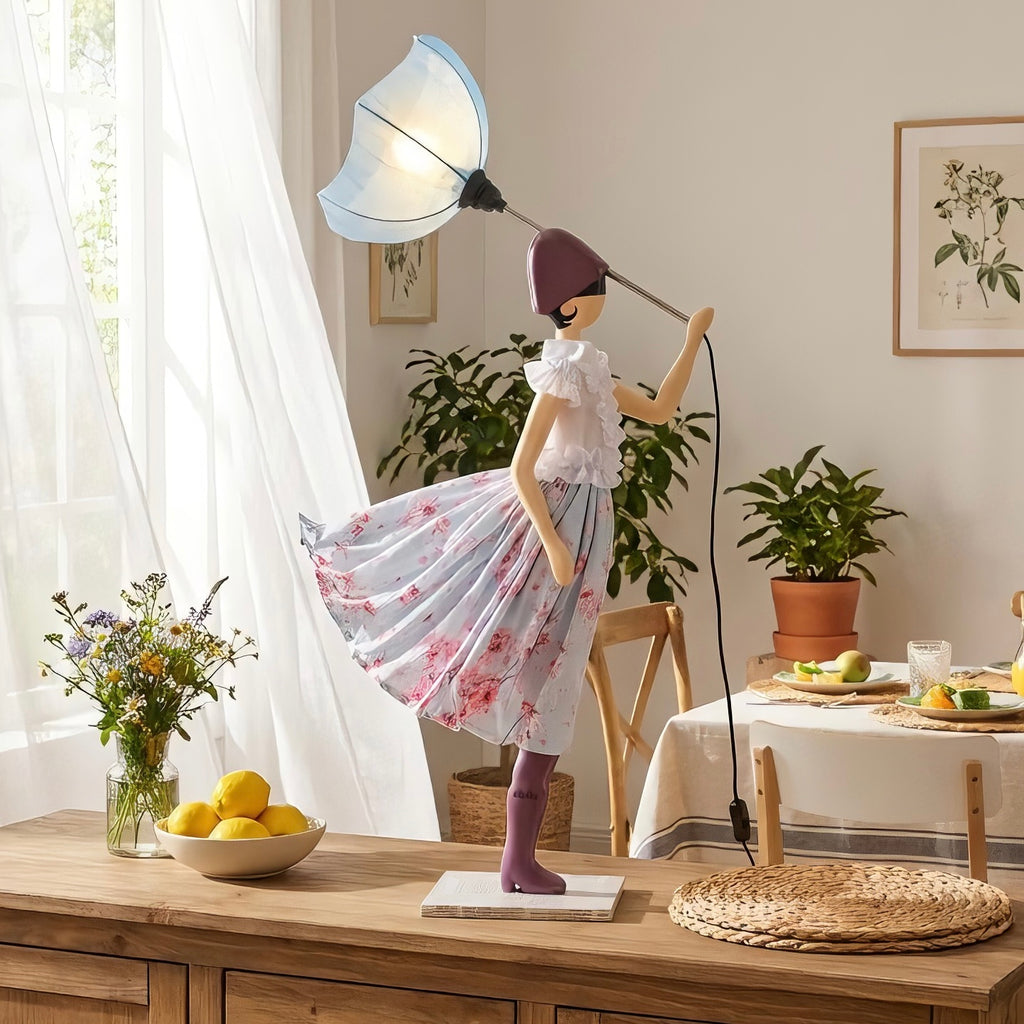 Frabala Windswept Umbrella Lady Lamp