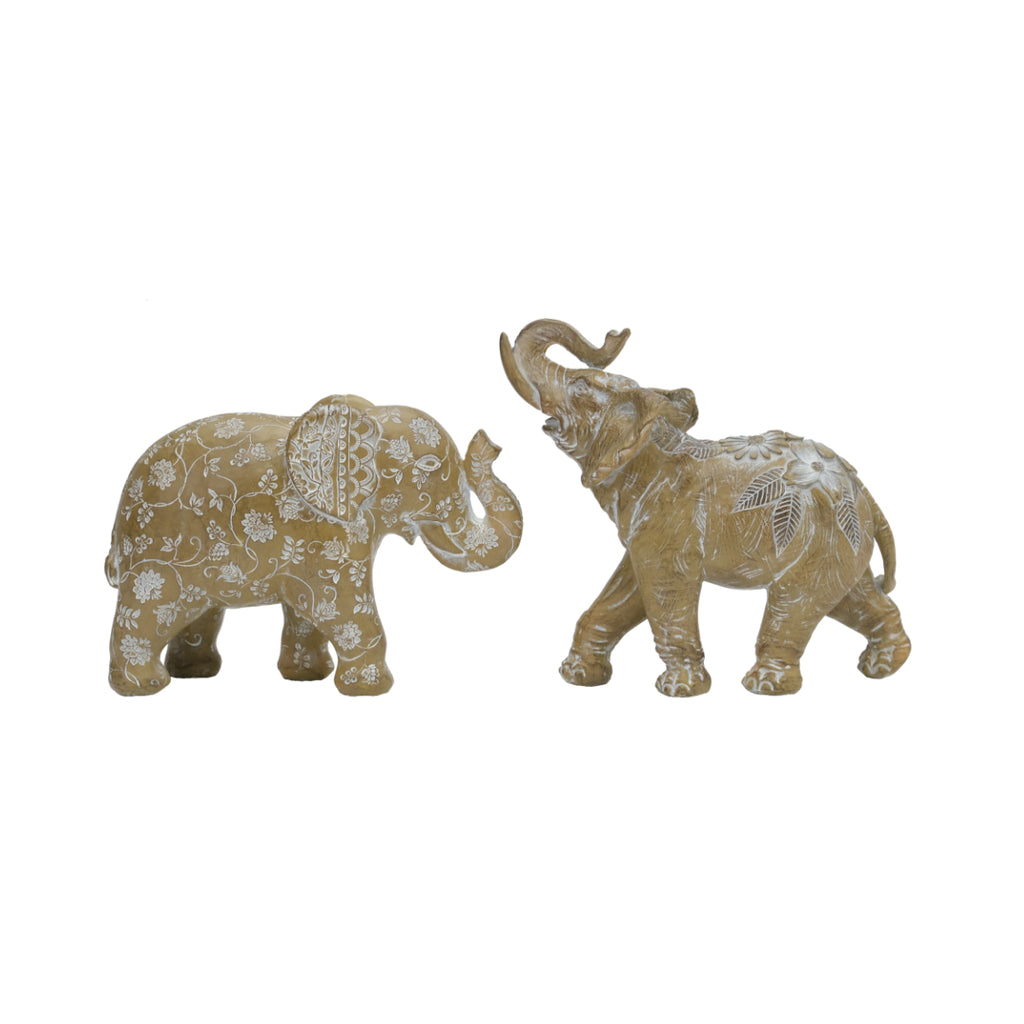 Elephant Figurine with Raised Flowers