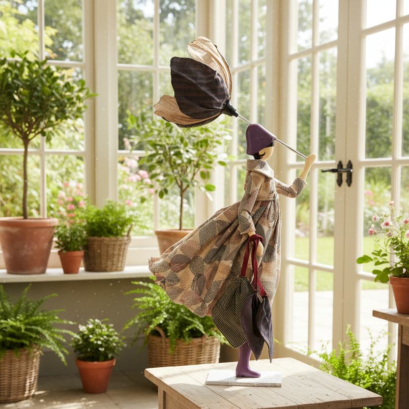 Filyra Windswept Umbrella Lady Lamp