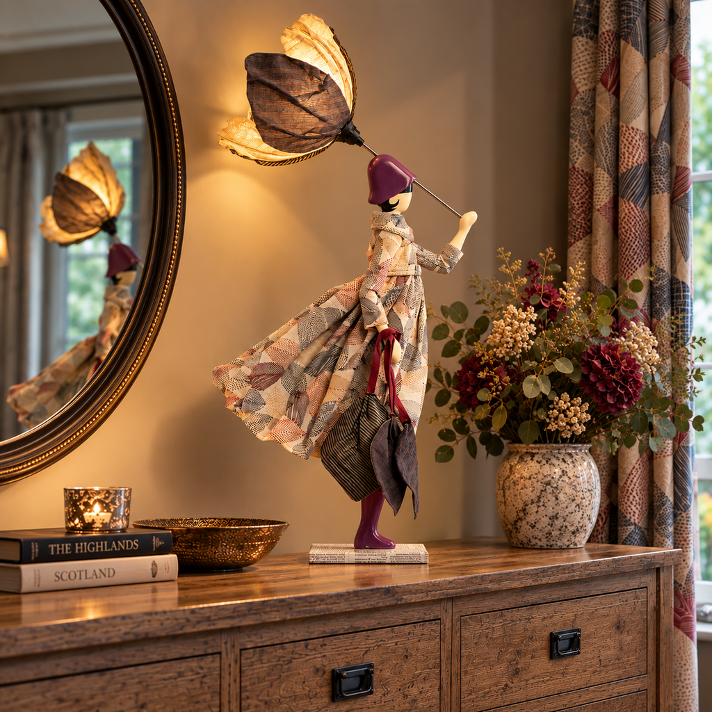 Filyra Windswept Umbrella Lady Lamp