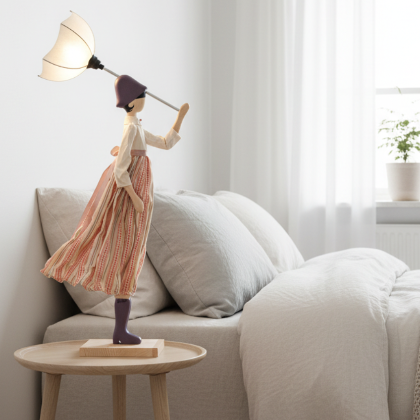 Floka Windswept Umbrella Lady Lamp