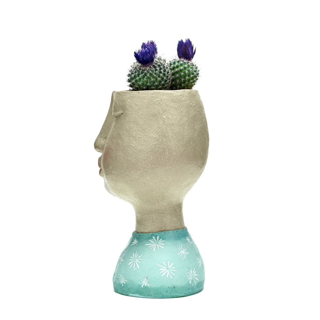 Face & Head Plant Pot  - Green
