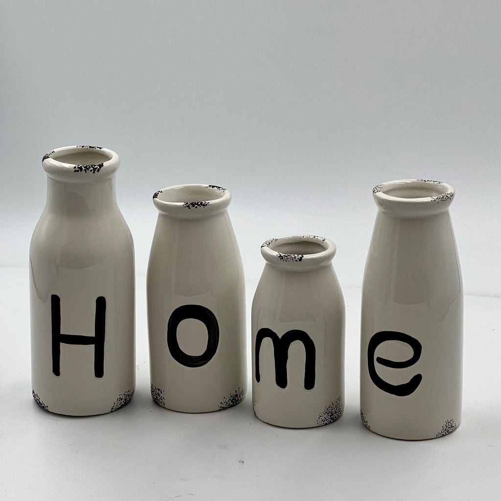 Vintage Ceramic Milk 'Home' Bottle – Classic Retro Kitchen & Event Decor