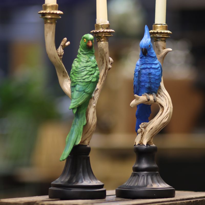 Green Cockatoo Candle Holder