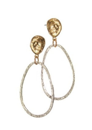 Nomad Textured Ring Earrings - Worn Silver & Gold