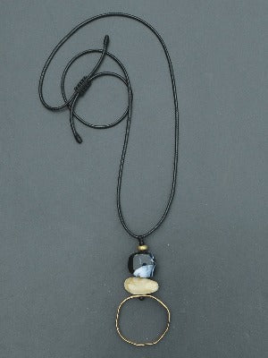 Adjustable Ophelia Pendant Necklace - Worn Gold / Charcoal