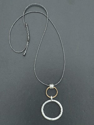 Adjustable Octavia Pendant Necklace - Worn Silver & Gold & Grey