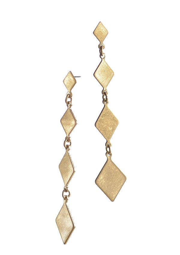 Diamond Cascade Graduated Earrings - Worn Gold