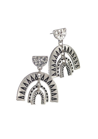 Of The Aztecs Triple Drop Earrings - Worn Silver – Bentleys House of Gifts
