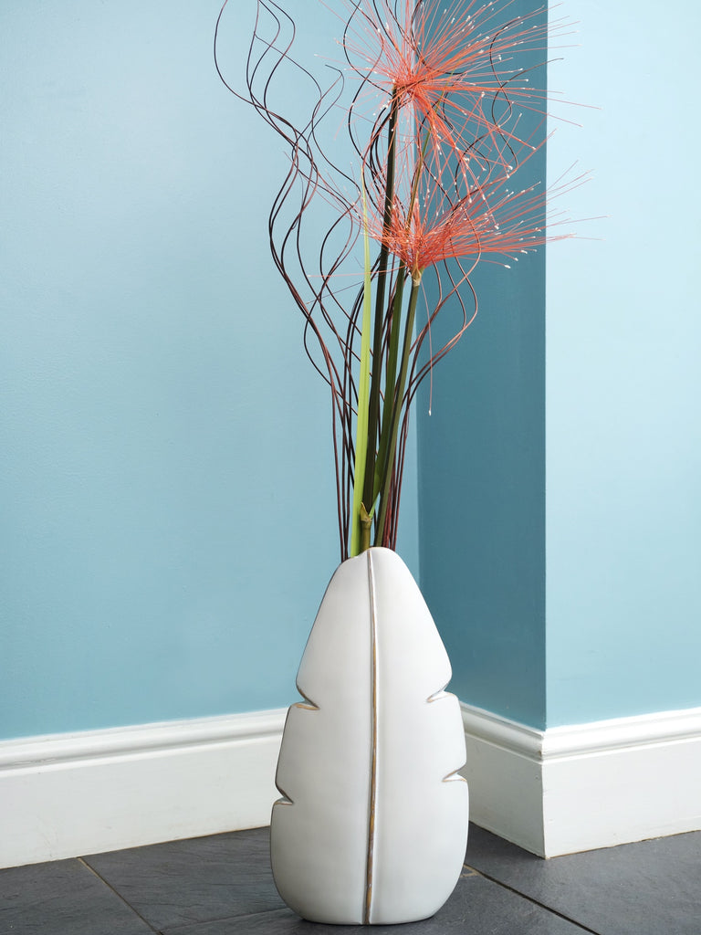 Large White Leaf Vase