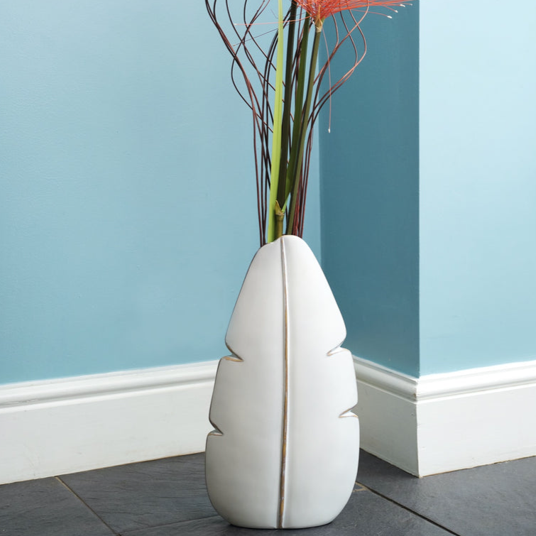 Large White Leaf Vase