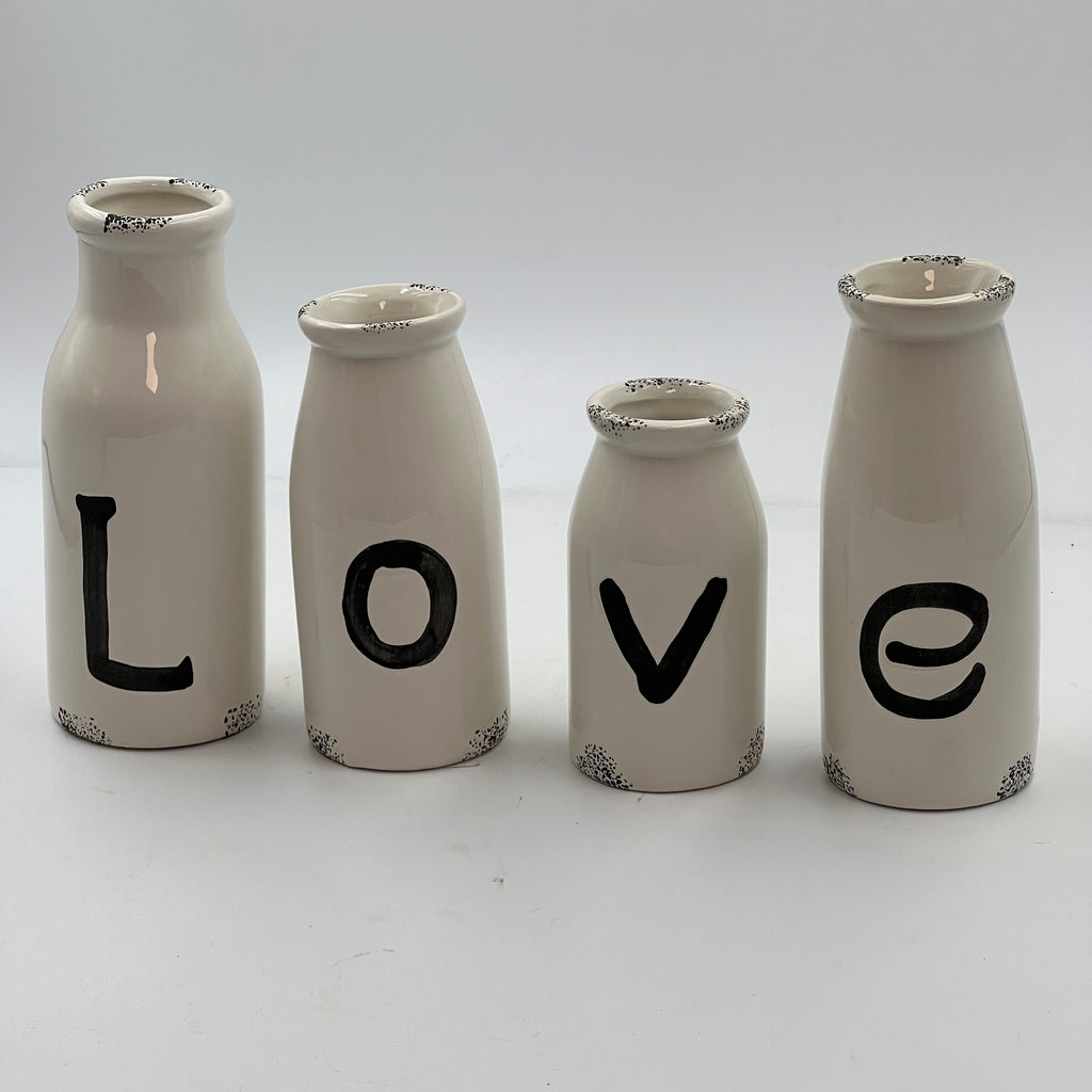 Vintage Ceramic 'Love' Milk Bottle – Classic Retro Kitchen & Event Decor