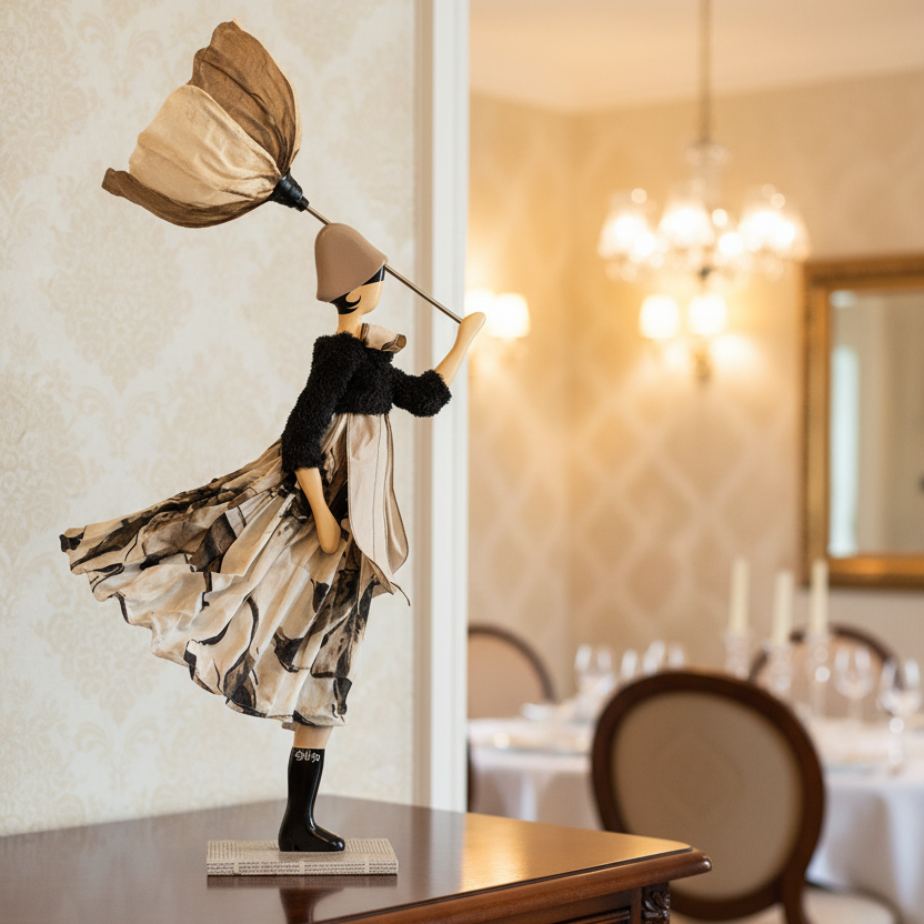 Minthi Windswept Umbrella Lady Lamp
