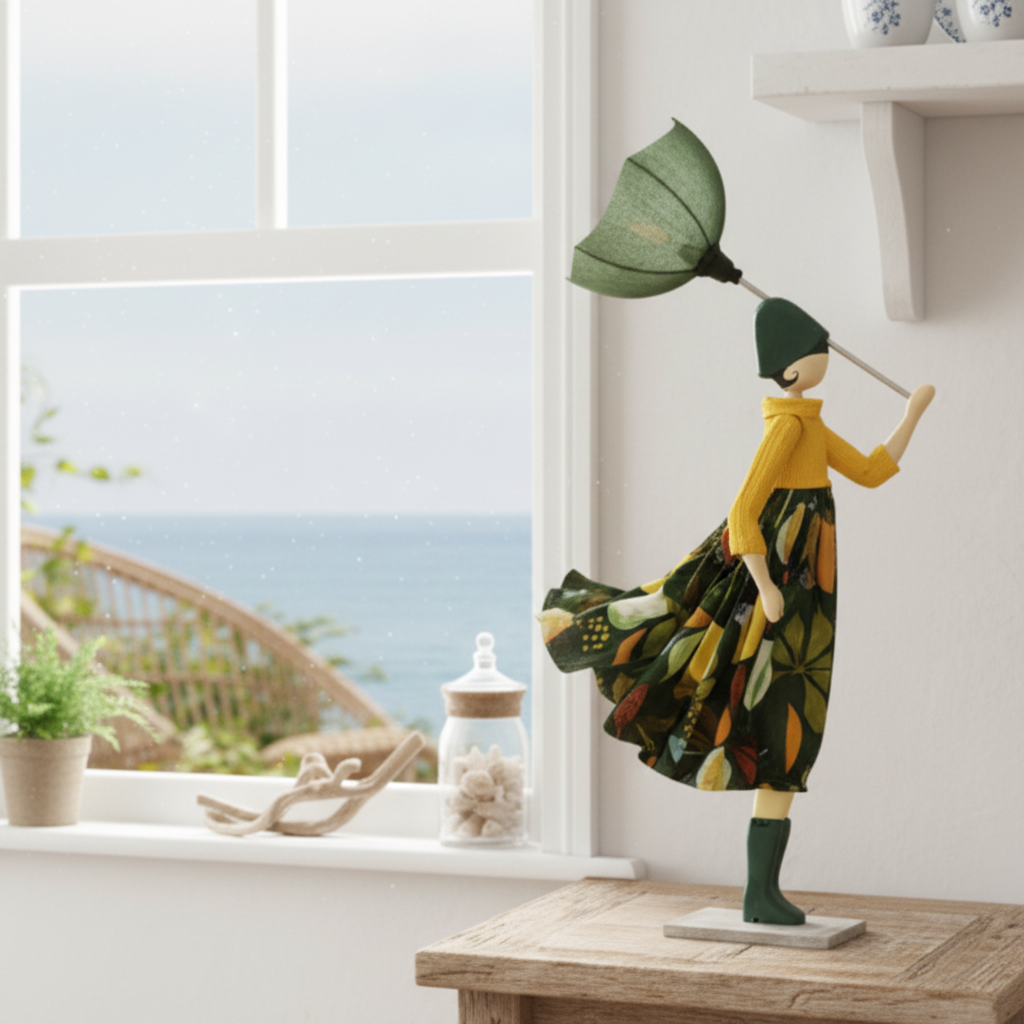 Mochita Windswept Umbrella Lady Lamp