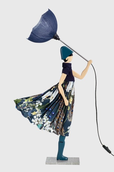 Pepper Ann Windswept Umbrella Lady Lamp