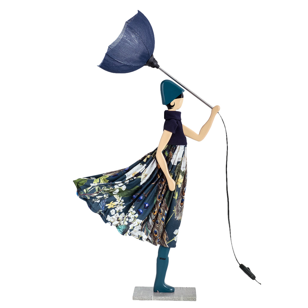 Pepper Ann Windswept Umbrella Lady Lamp