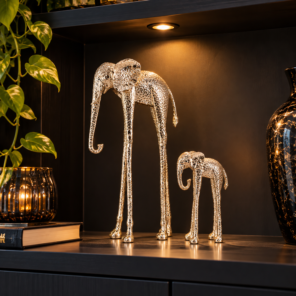 Gentle Bond -  Pewter Metal Silver Elephant Pair