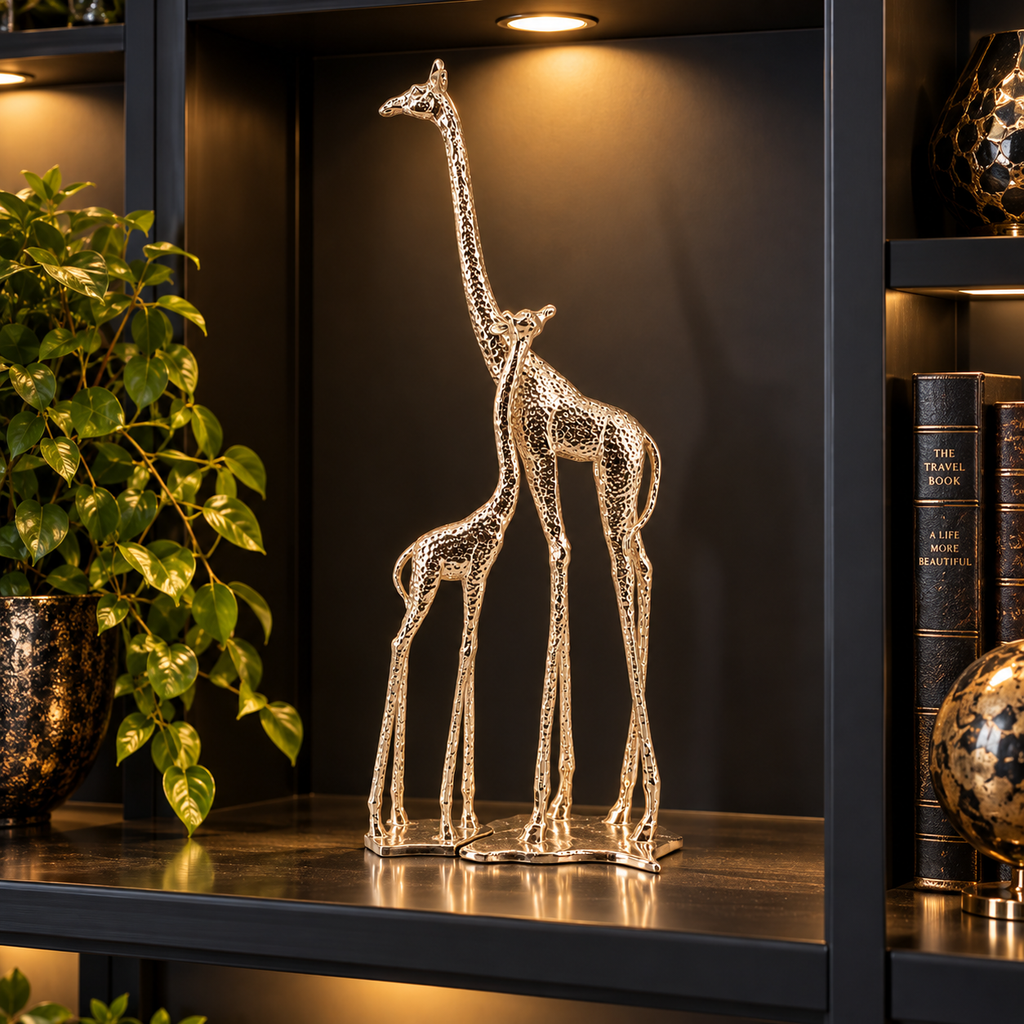 Tender Wildlife - Pewter Metal Giraffe Duo Ornament