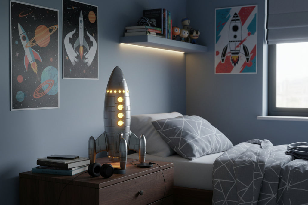 Silver Retro Rocket LED Ornament